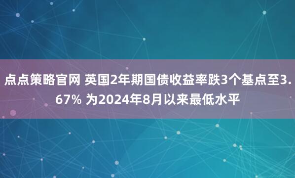 点点策略官网 英国2年期国债收益率跌3个基点至3.67% 为2024年8月以来最低水平